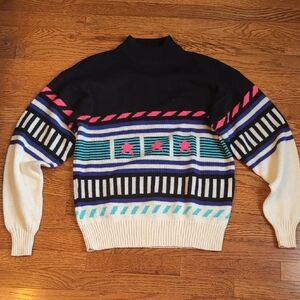 Vintage Head Turtleneck Sweater‎ with Colorful Design